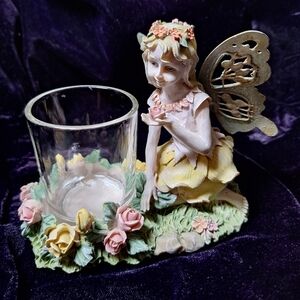 Fairy Candle Holder with Floral Accents
